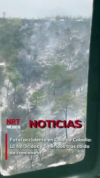 Un terrible acc1dente en la carretera a Cola de Caballo, Nuevo León, dejó un saldo de 12 mu3rtos y 5 her1dos luego de que una camioneta con pasajeros cayera a un barranco y se inc3ndiara, provocando un incendio forestal en la zona.