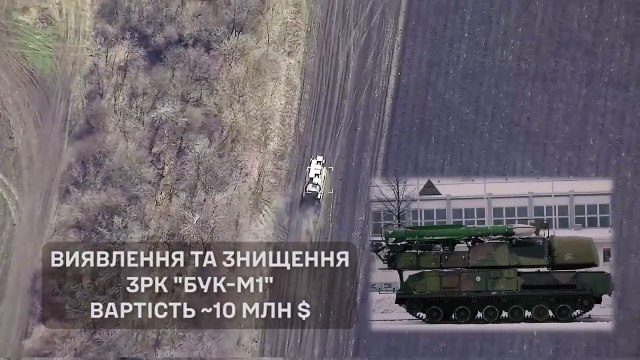 Destruction of the Russian Buk-M1 air defense system in the eastern direction by an M142 HIMARS strike.