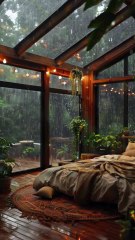 Glass-Walled Bedroom Surrounded by Nature.