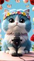 Soothing Hasbi Rabbi Naat by a Beautiful Blue & White Cat in a Floral Crown