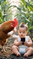 Cute Baby with Hen   Baby Surprised by Hen with Eggs   Ai Animated Video #fypviral #ai