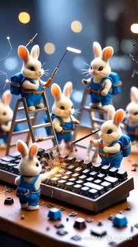 The Secret Formula for Viral AI Music Videos –Cute Tinny Rabbit Repairing Keyboard Cut Tinny Keyboard Technician Short Animated Video #ai