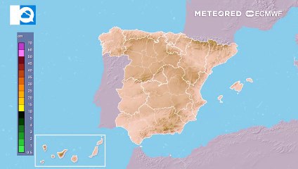 Nieve acumulada prevista para los próximos días: los espesores llegarán a ser importantes en las montañas del centro y norte.