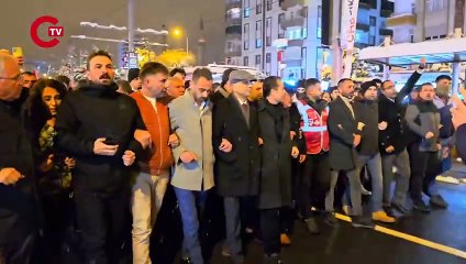 Kayseri'de kar altında İmamoğlu'na destek yürüyüşü!