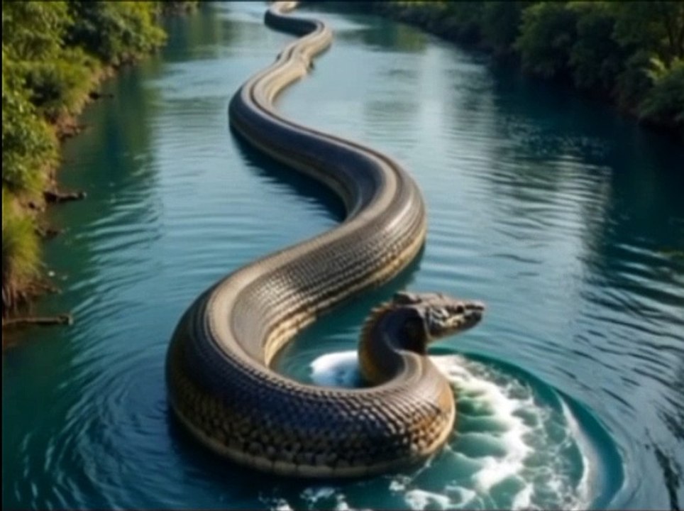 Gient snake in river