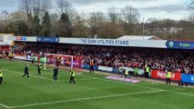 Watch as Scott Lindsey celebrates with Crawley fans after beating Bristol Rovers