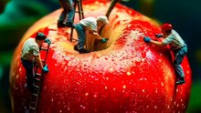 "Ever imagined engineers working on a massive fruit? 🍎⚙️ This short AI-generated video brings