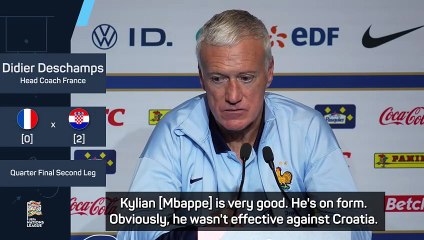 Mbappe 'made an effort' in Croatia defeat - Deschamps
