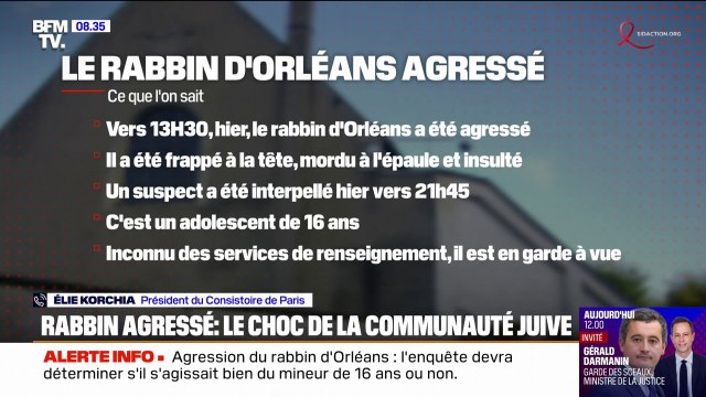 Rabbin agressé à Orléans: On est sur un acte d'une particulière violence , assure Élie Korchia (Président du Consistoire de France)