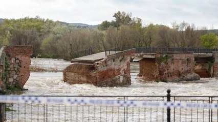 La afluencia del río Tajo a su paso por Talavera derrumba parte del puente romano