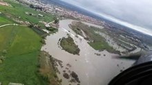 Vista aérea del puente derrumbado en Talavera