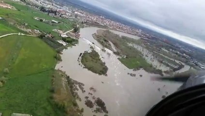 Vista aérea del puente derrumbado en Talavera