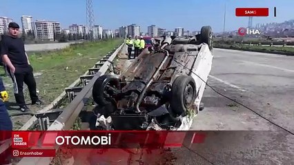Samsun'da otomobil takla attı