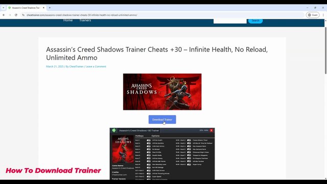 Assassin’s Creed Shadows Cheat Trainer +30 - Infinite Health, No Reload, Unlimited Ammo