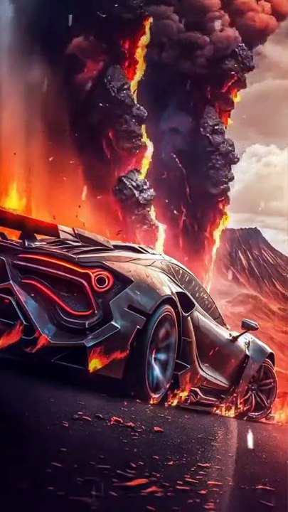Car on the Road with Flames and Smoke | Intense 4K Live Wallpaper"