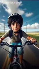 A-boy-drive-the-bike-on-long-road-jR3JW