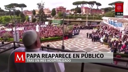 Papa Francisco reaparece tras un mes hospitalizado y agradece el apoyo
