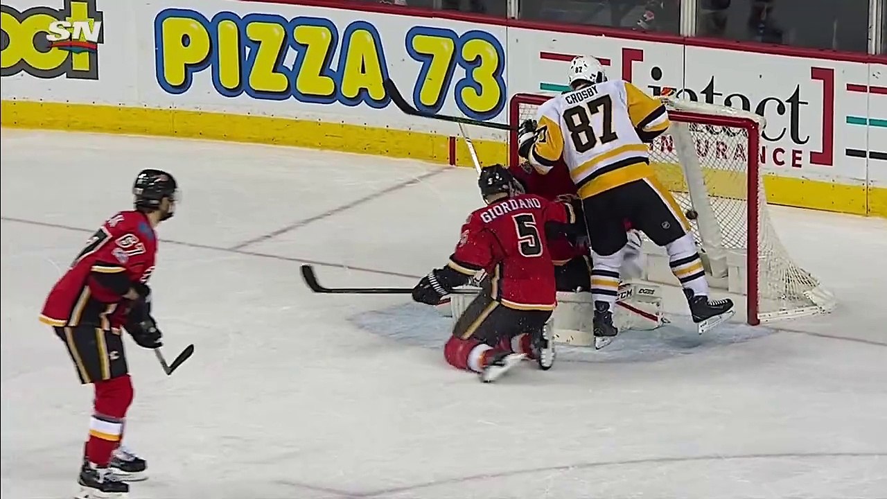 Penguins 16-17 Season - Crosby ties it late vs Flames with questionable goal