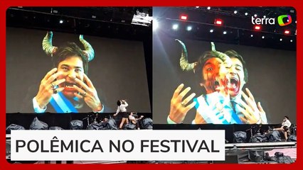 Banda exibe vídeo de Milei com chifres no Lollapalooza da Argentina