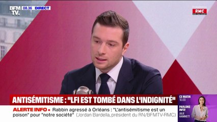 Antisémitisme: Jordan Bardella accuse LFI d'être "tombée dans l'indignité"
