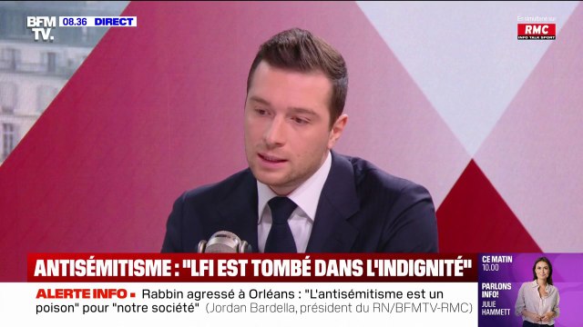 Antisémitisme: Jordan Bardella accuse LFI d'être tombée dans l'indignité