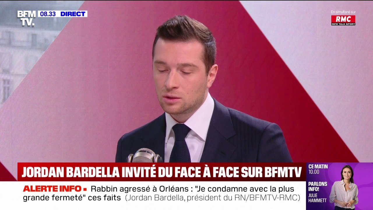 Rabbin agressé: Jordan Bardella condamne "un acte d'antisémitisme d'atmosphère"