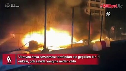 İHA enkazı çok sayıda yangına ve bir kişinin yaralanmasına neden oldu