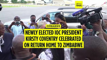 Newly elected IOC President Kirsty Coventry celebrated on return home to Zimbabwe