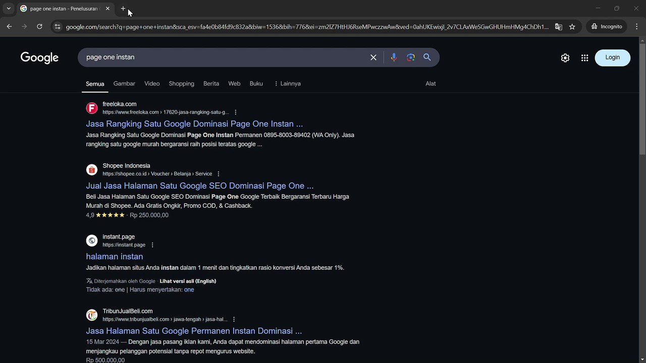 page one instan