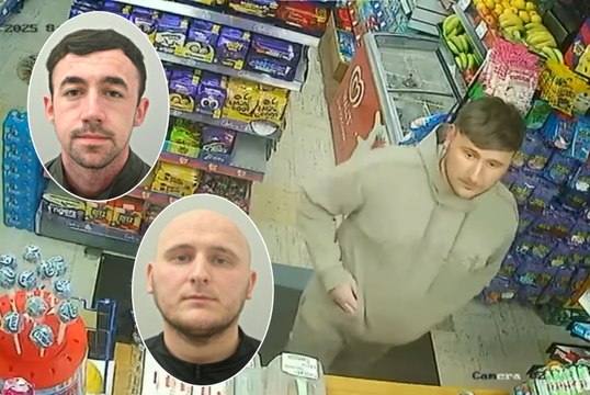 CCTV footage released in ongoing search for two men wanted after female police officer attacked in Lancashire