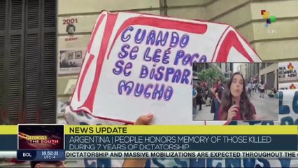 Argentinians march towards Plaza de Mayo to commemorate the day of Remembrance for Truth and Justice