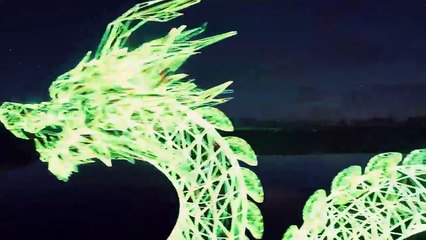 Stunning Aquatic Dragon Dance Light Art Installation in UAE made from Alsin