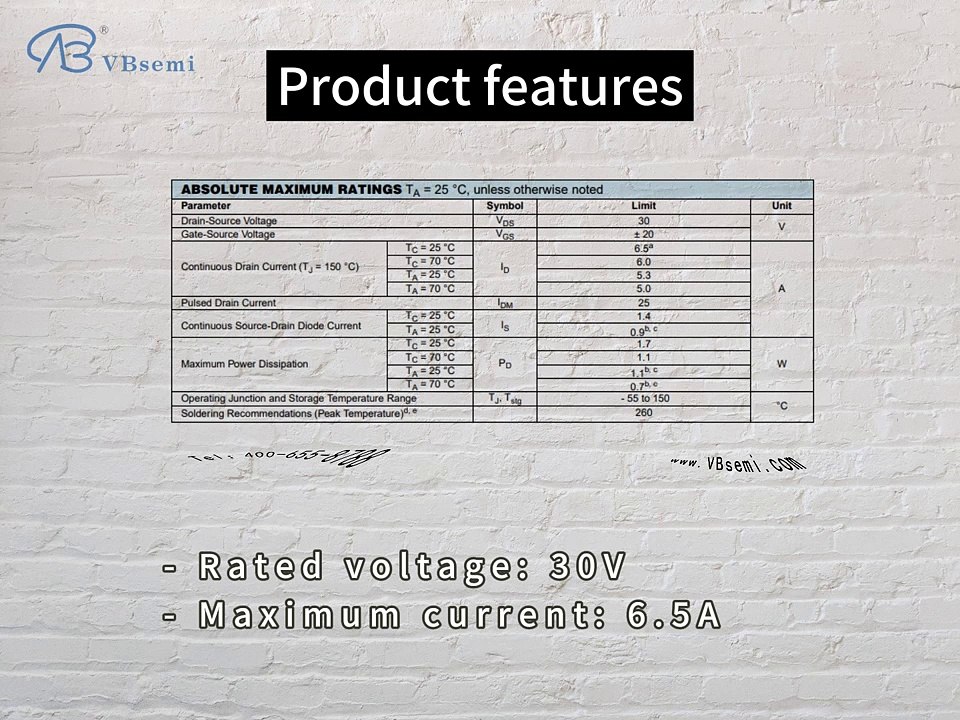 SQ2318ES-T1-GE3-VB is a SOT23 package N-Channel field effect MOS tube