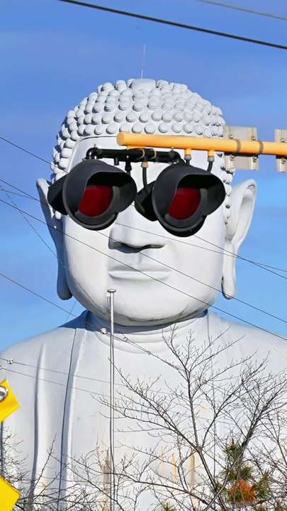 Bouddha avec des lunettes clignotantes