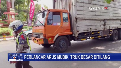 Polisi Tilang Truk Besar yang Melintasi Jalur Arteri Surabaya-Madiun Demi Perlancar Arus Mudik 2025