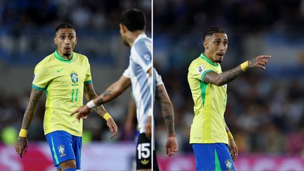 Raphinha calentó el clásico entre Argentina y Brasil