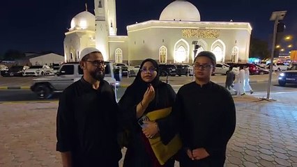 Farah and family during Ramadan prayers in Sharjah
