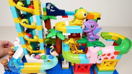 Little Dinosaurs and Colorful Tracks [Blocks And Marbles]