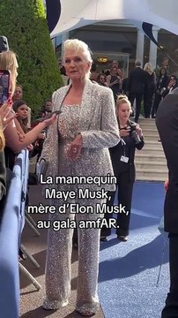 La mannequin Maye Musk, mère de Elon Musk, au gala AmfAR.