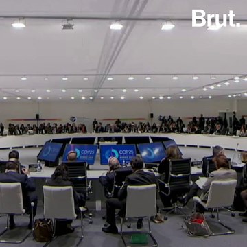 Le Président autrichien brandit un ours polaire en peluche à la COP25