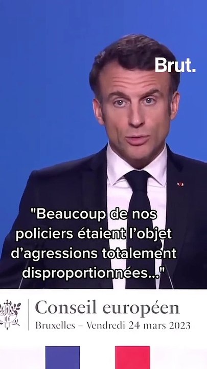 Emmanuel Macron défend les policiers et les gendarmes, "objets de violences disproportionnées".
