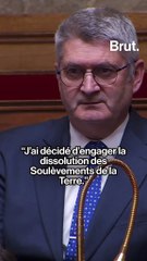 Gérald Darmanin annonce vouloir dissoudre le collectif écologiste Les Soulèvements de la Terre.