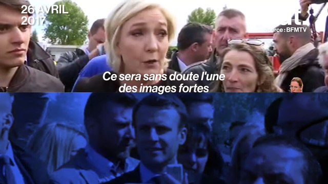 Marine Le Pen et Emmanuel Macron en visite à l'usine Whirlpool