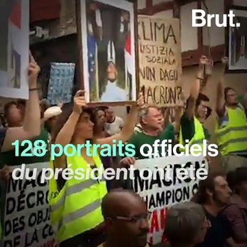 Elle est poursuivie pour avoir décroché des portraits d'Emmanuel Macron