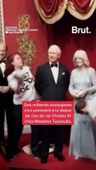 Des militants écologistes entartent le roi Charles III
