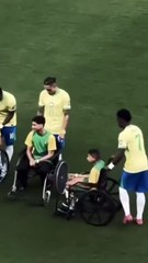 Brazil Team Heartwarming Moment with Handicapped Kids 💖⚽