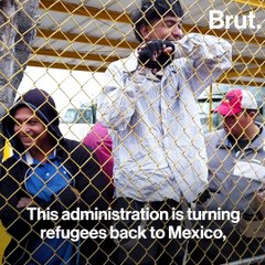 Migrant families are being held in a parking lot