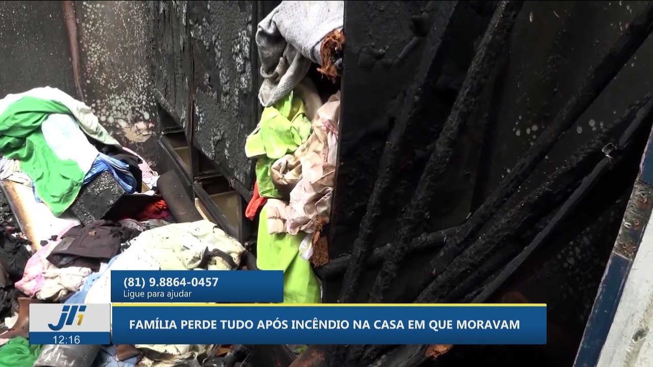Família perde tudo após incêndio na casa em que moravam
