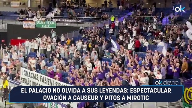 El Palacio no olvida a sus leyendas: espectacular ovación a Causeur y pitos a Mirotic