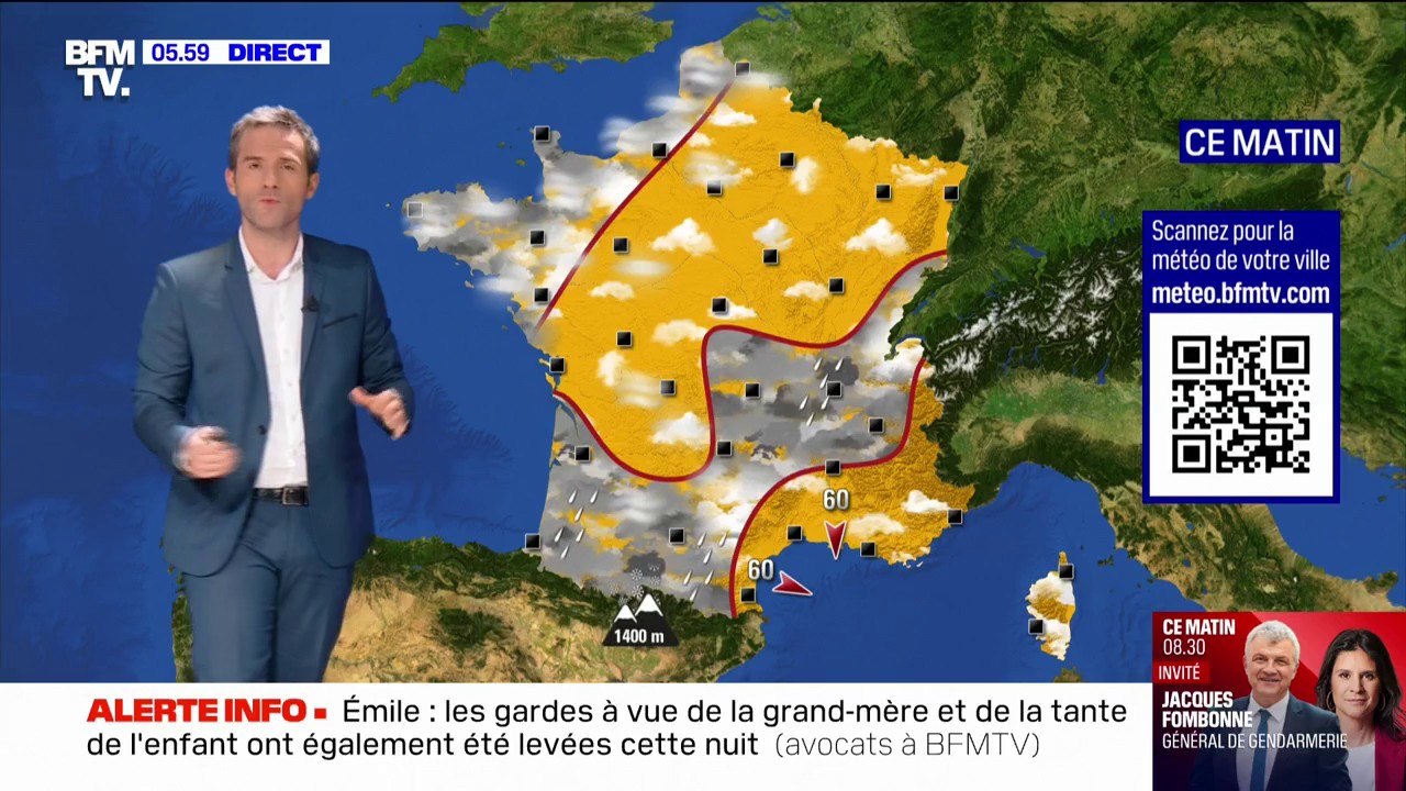 Un ciel nuageux le long de la Manche et des Pyrénées aux Alpes, du soleil partout ailleurs ce jeudi